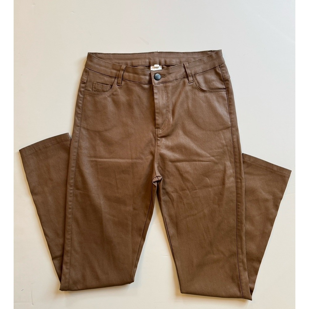 No Label Waxed  Jeans Womens Cappuccino Brown Stretch Waxed Denim
